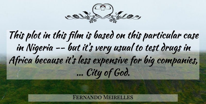 Fernando Meirelles Quote About Africa, Based, Case, City, Expensive: This Plot In This Film...