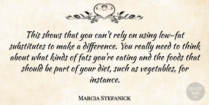 Marcia Stefanick Quote About Eating, Fats, Foods, Kinds, Rely: This Shows That You Cant...
