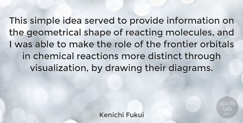 Kenichi Fukui Quote About Chemical, Distinct, Information, Provide, Reacting: This Simple Idea Served To...