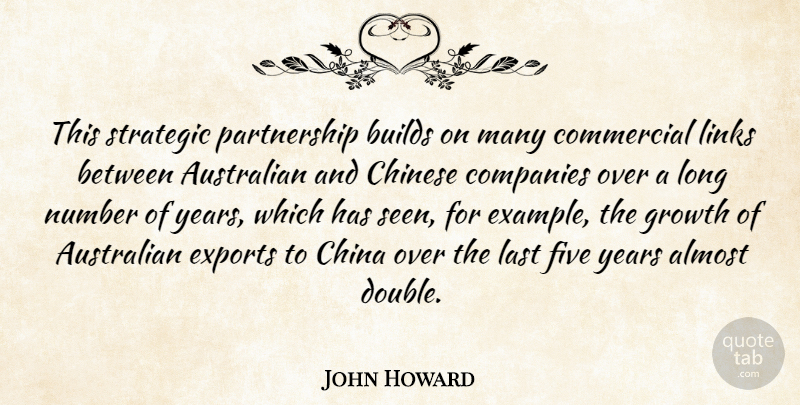 John Howard Quote About Almost, Australian, Builds, China, Chinese: This Strategic Partnership Builds On...