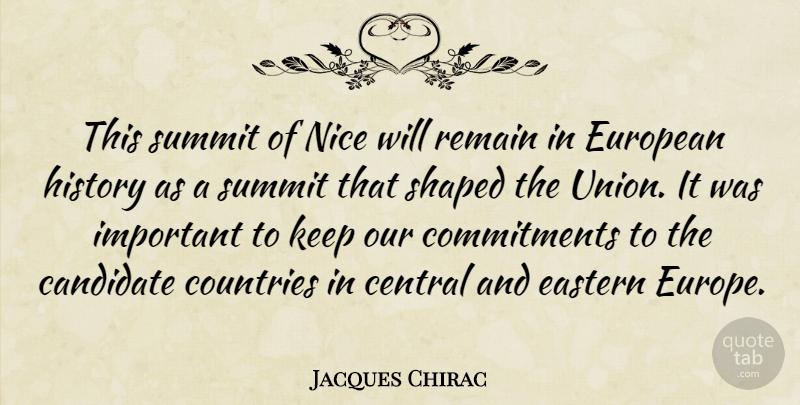 Jacques Chirac Quote About Candidate, Central, Countries, Eastern, European: This Summit Of Nice Will...