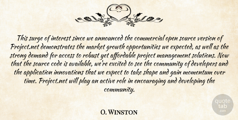 O. Winston Quote About Access, Active, Affordable, Announced, Code: This Surge Of Interest Since...