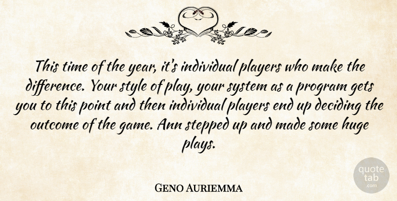 Geno Auriemma Quote About Deciding, Gets, Huge, Individual, Outcome: This Time Of The Year...