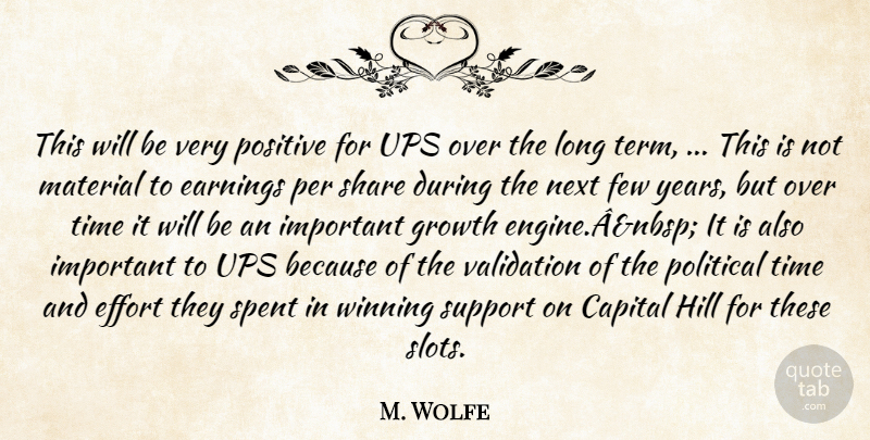 M. Wolfe Quote About Capital, Earnings, Effort, Few, Growth: This Will Be Very Positive...