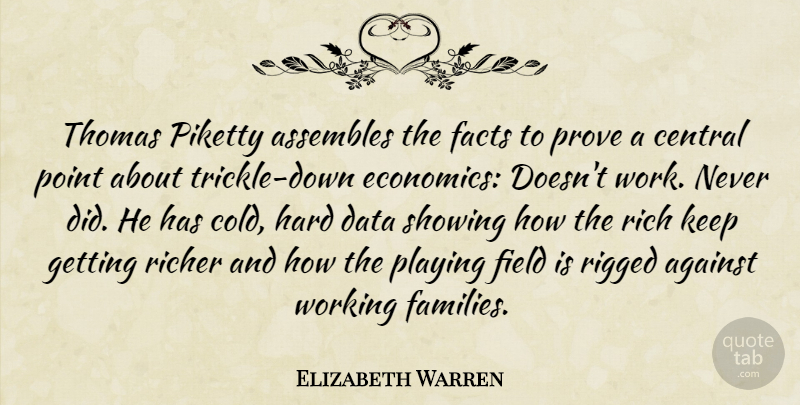 Elizabeth Warren Quote About Against, Central, Facts, Field, Hard: Thomas Piketty Assembles The Facts...