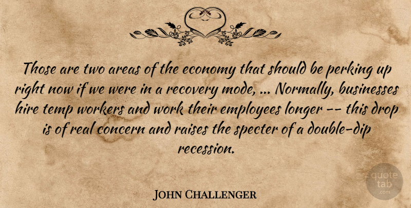 John Challenger Quote About Areas, Businesses, Concern, Drop, Economy: Those Are Two Areas Of...