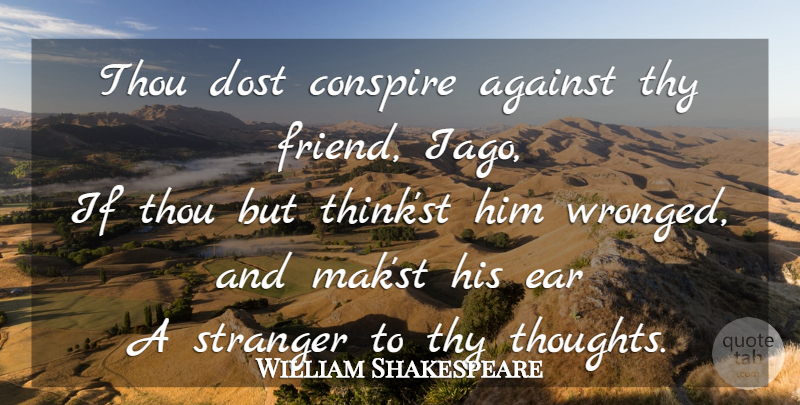 William Shakespeare Quote About Thinking, Ears, Stranger: Thou Dost Conspire Against Thy...