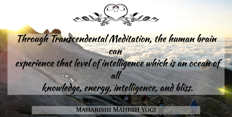 Maharishi Mahesh Yogi Quote About Ocean, Meditation, Brain: Through Transcendental Meditation The Human...