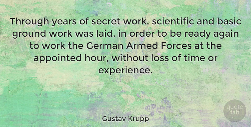 Gustav Krupp Quote About Again, Appointed, Armed, Basic, Forces: Through Years Of Secret Work...