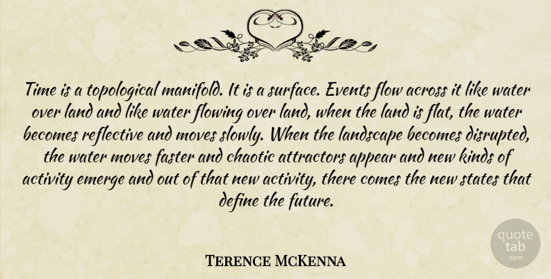 Terence McKenna Quote About Moving, Land, Water: Time Is A Topological Manifold...
