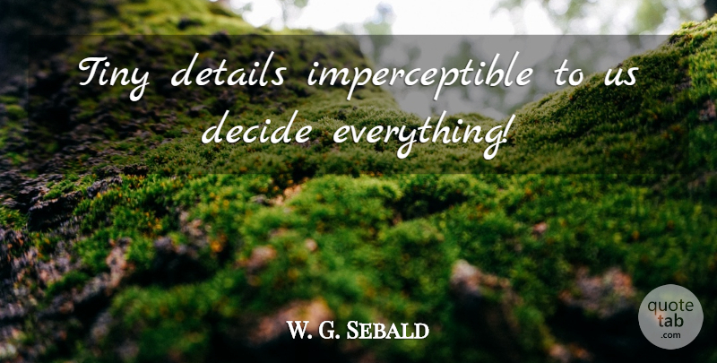 W. G. Sebald Quote About Details, Tiny: Tiny Details Imperceptible To Us...