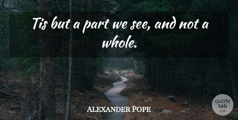 Alexander Pope Quote About Wise, Wisdom, Whole: Tis But A Part We...
