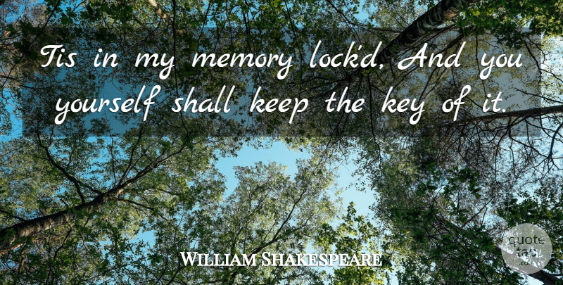 William Shakespeare Quote About Life, Memories, Keys: Tis In My Memory Lockd...