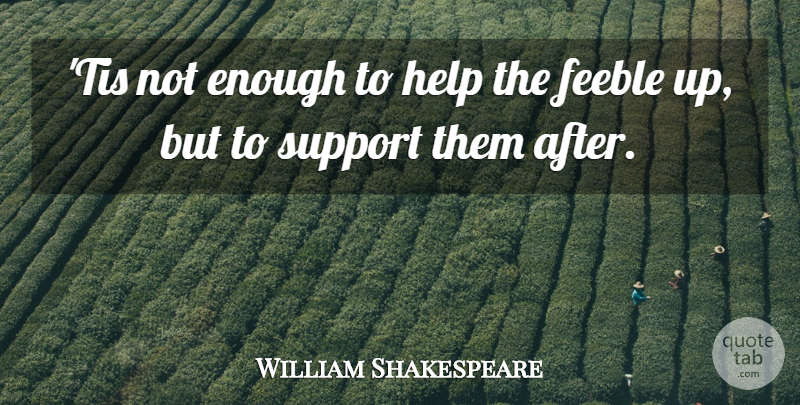 William Shakespeare Quote About Support, Charity, Helping: Tis Not Enough To Help...