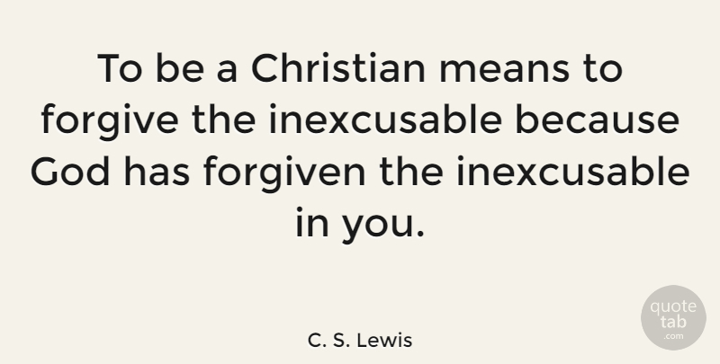 C. S. Lewis Quote About God, Forgiveness, Christian: To Be A Christian Means...