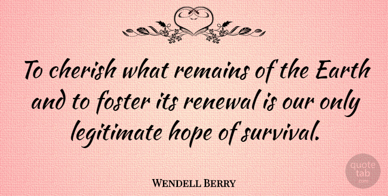 Wendell Berry Quote About Nature, Garden, Earth Day: To Cherish What Remains Of...