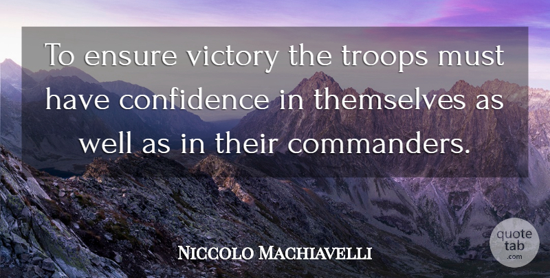 Niccolo Machiavelli Quote About War, Victory, Troops: To Ensure Victory The Troops...