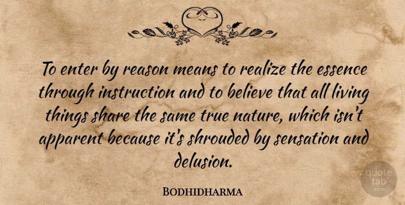 Bodhidharma Quote About Believe, Mean, Essence: To Enter By Reason Means...