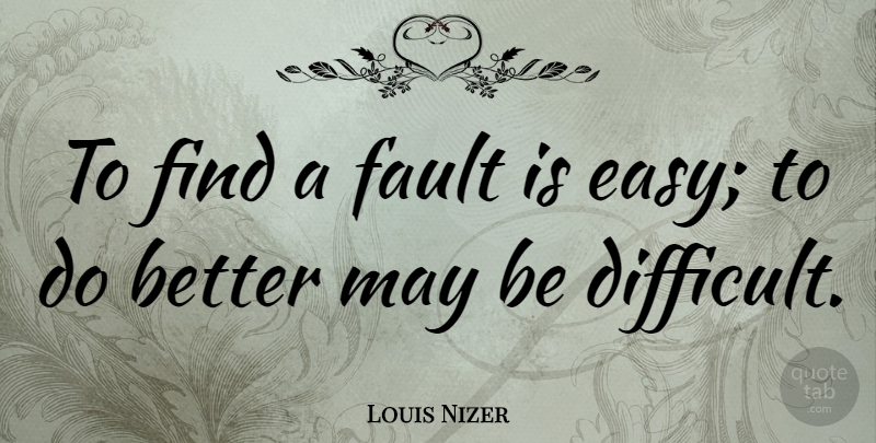 Louis Nizer Quote About undefined: To Find A Fault Is...