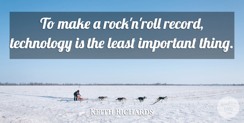 Keith Richards Quote About Technology, Rocks, Important: To Make A Rocknroll Record...