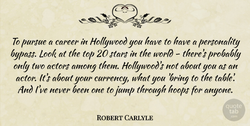 Robert Carlyle Quote About Among, Hollywood, Hoops, Pursue, Top: To Pursue A Career In...