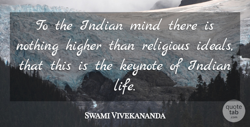 Swami Vivekananda Quote About Religious, Mind, Importance: To The Indian Mind There...