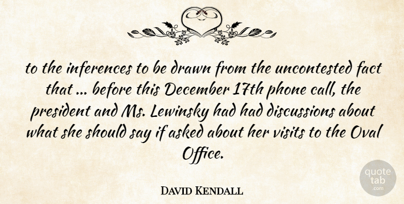 David Kendall Quote About Asked, December, Drawn, Fact, Lewinsky: To The Inferences To Be...