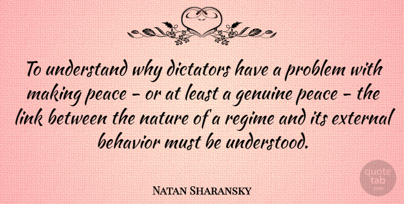 Natan Sharansky Quote About Links, Dictator, Problem: To Understand Why Dictators Have...