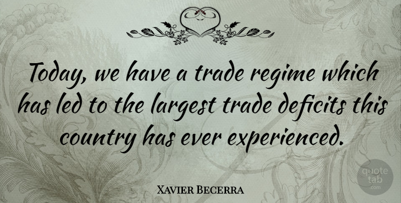Xavier Becerra Quote About Country, Deficits, Largest, Regime: Today We Have A Trade...