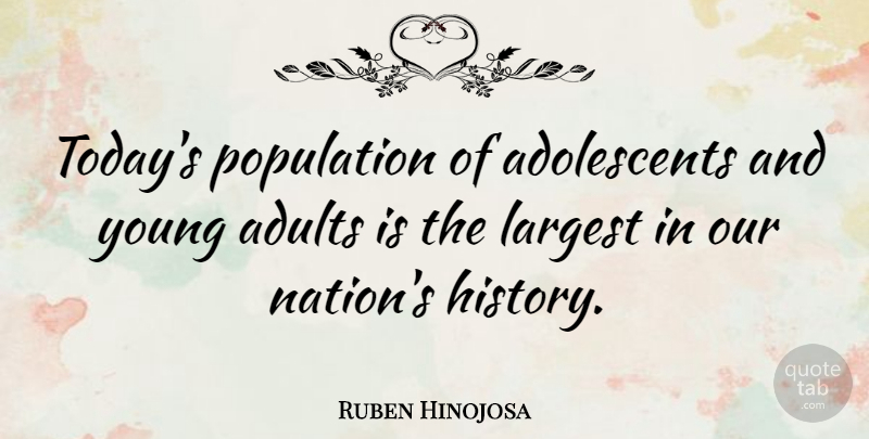 Ruben Hinojosa Quote About Today, Adults, Population: Todays Population Of Adolescents And...