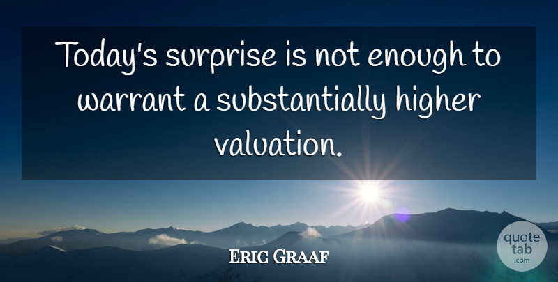 Eric Graaf Quote About Higher, Surprise: Todays Surprise Is Not Enough...