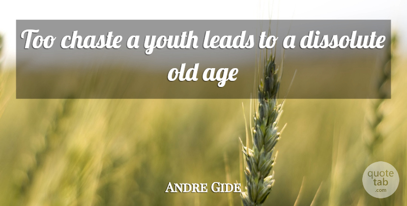 Andre Gide Quote About Age, Youth, Chaste: Too Chaste A Youth Leads...