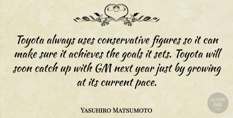 Yasuhiro Matsumoto Quote About Achieves, Catch, Current, Figures, Gm: Toyota Always Uses Conservative Figures...