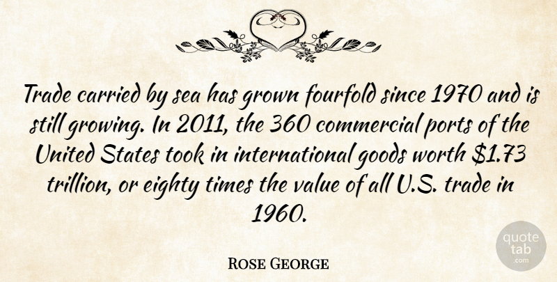 Rose George Quote About Carried, Commercial, Eighty, Goods, Grown: Trade Carried By Sea Has...
