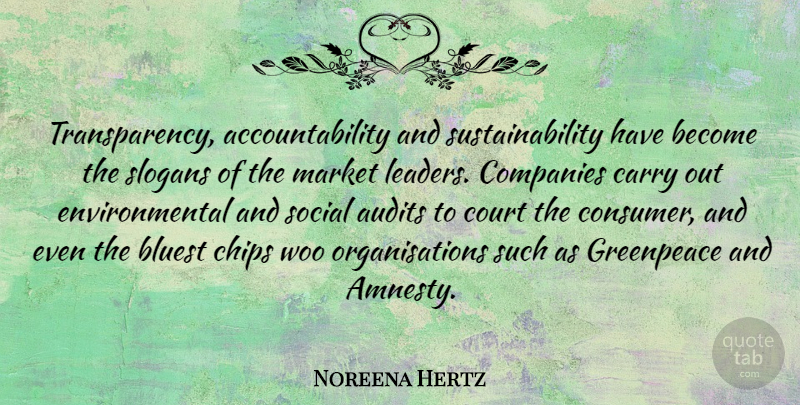 Noreena Hertz Quote About Carry, Chips, Companies, Environmental, Greenpeace: Transparency Accountability And Sustainability Have...