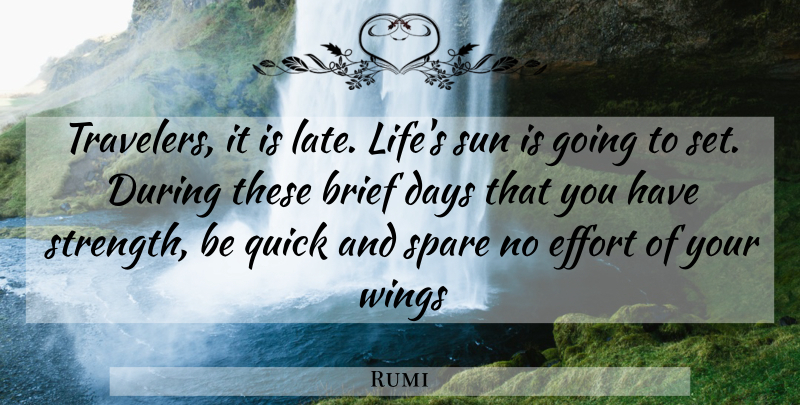Rumi Quote About Life, Wings, Effort: Travelers It Is Late Lifes...