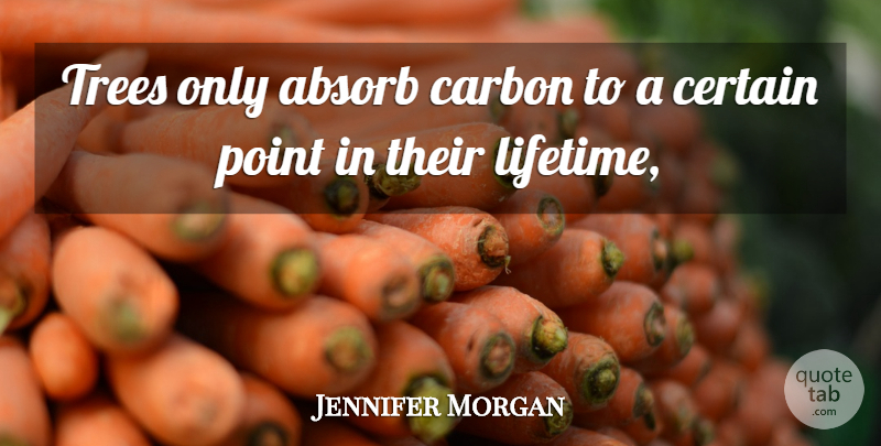 Jennifer Morgan Quote About Absorb, Carbon, Certain, Point, Trees: Trees Only Absorb Carbon To...