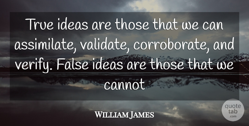 William James Quote About Differences, Ideas, Truth Is: True Ideas Are Those That...