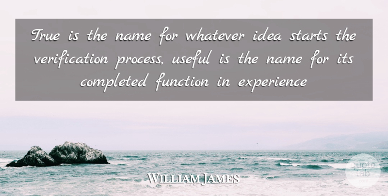 William James Quote About Truth, Names, Ideas: True Is The Name For...