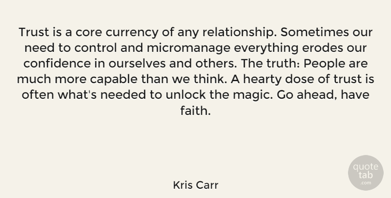 Kris Carr Quote About Thinking, People, Magic: Trust Is A Core Currency...