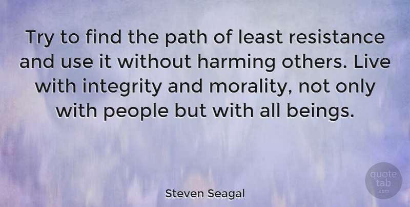 Steven Seagal Quote About Integrity, People, Trying: Try To Find The Path...