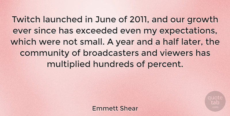 Emmett Shear Quote About Years, June, Expectations: Twitch Launched In June Of...
