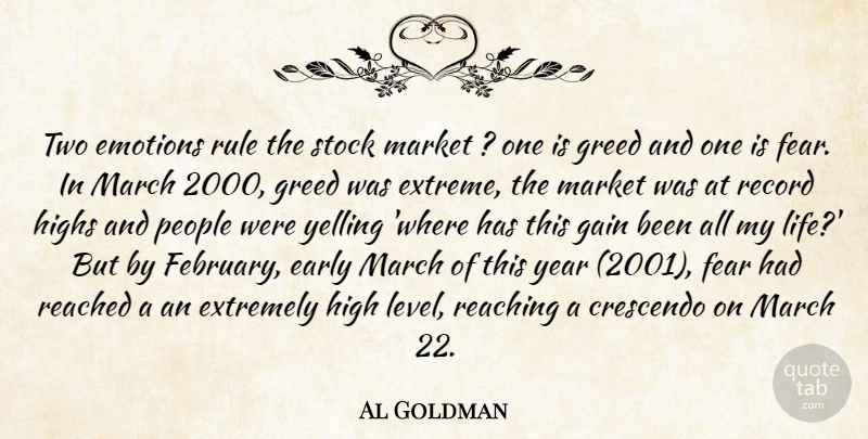 Al Goldman Quote About Early, Emotions, Extremely, Fear, Gain: Two Emotions Rule The Stock...
