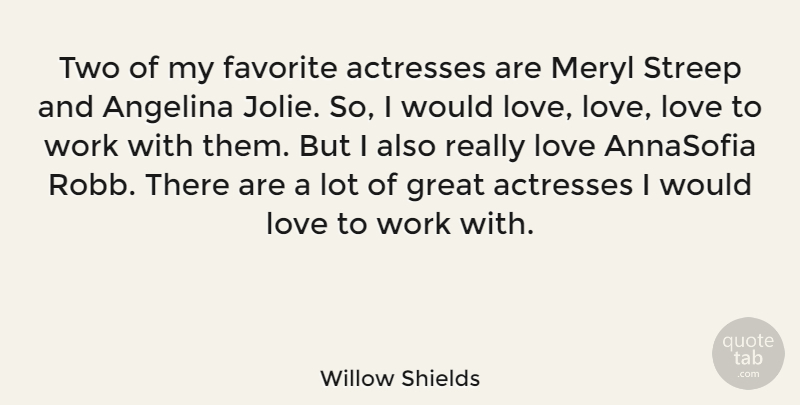 Willow Shields Quote About Two, Actresses, My Favorite: Two Of My Favorite Actresses...