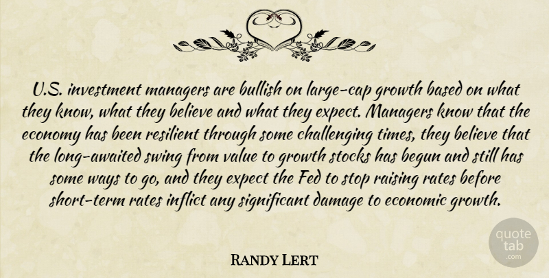 Randy Lert Quote About Based, Begun, Believe, Bullish, Damage: U S Investment Managers Are...