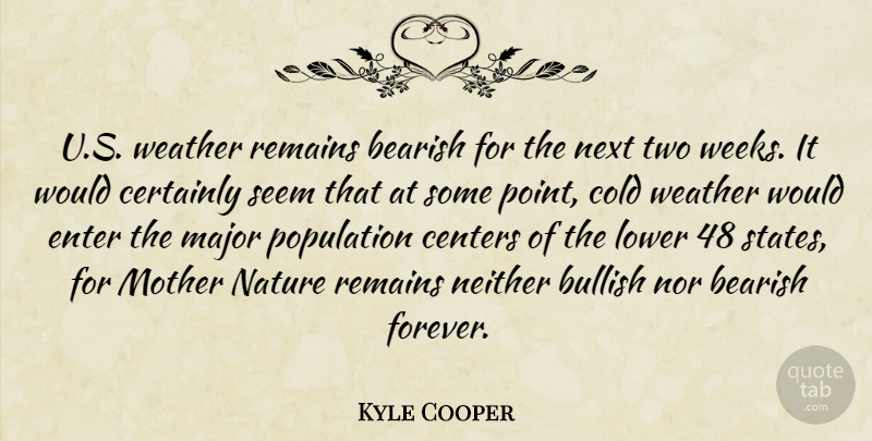 Kyle Cooper Quote About Bullish, Centers, Certainly, Cold, Enter: U S Weather Remains Bearish...