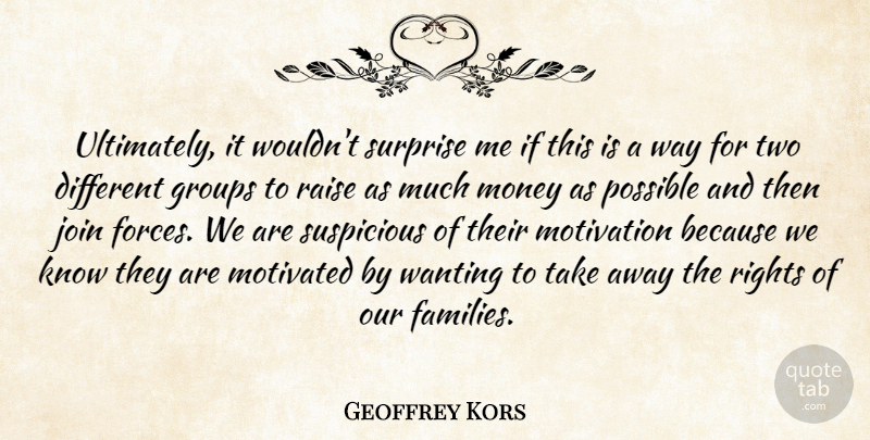 Geoffrey Kors Quote About Groups, Join, Money, Motivated, Motivation: Ultimately It Wouldnt Surprise Me...