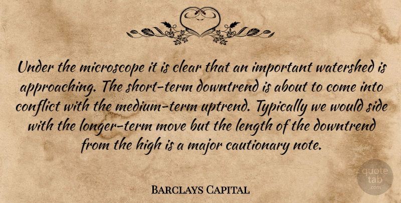 Barclays Capital Quote About Cautionary, Clear, Conflict, High, Length: Under The Microscope It Is...
