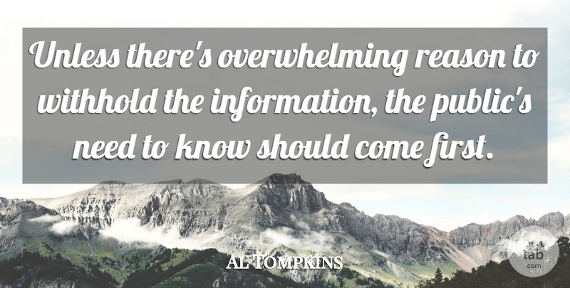 Al Tompkins Quote About Information, Reason, Unless, Withhold: Unless Theres Overwhelming Reason To...