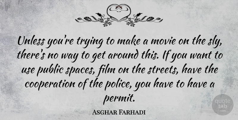 Asghar Farhadi Quote About Cooperation, Public, Trying, Unless: Unless Youre Trying To Make...